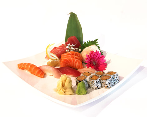 sushi, sashimi, roll platter